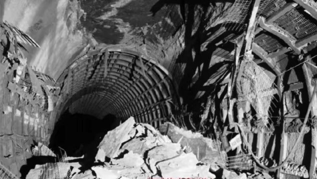 <i>July 15, 2023 roof fall impairing mobility and ventilation, miners were underground. (Nova Scotia Department of Labour, Skills and Immigration)</i>